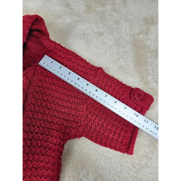 Pink Rose Red Cable Knit Cowl Neck Short Sleeve Sweater Dress Size S - Picture 7 of 12